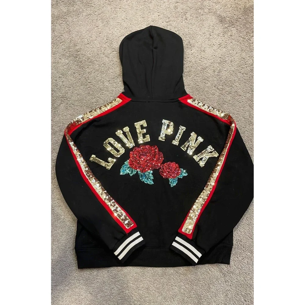 VS PINK Rose Bling Hoodie - Picture 1 of 4